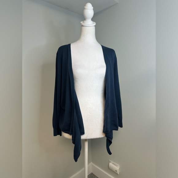 PERUVIAN CONNECTION Blue Pima Cotton Blend  Open Front Cardigan Sweater Size XL - Picture 6 of 14